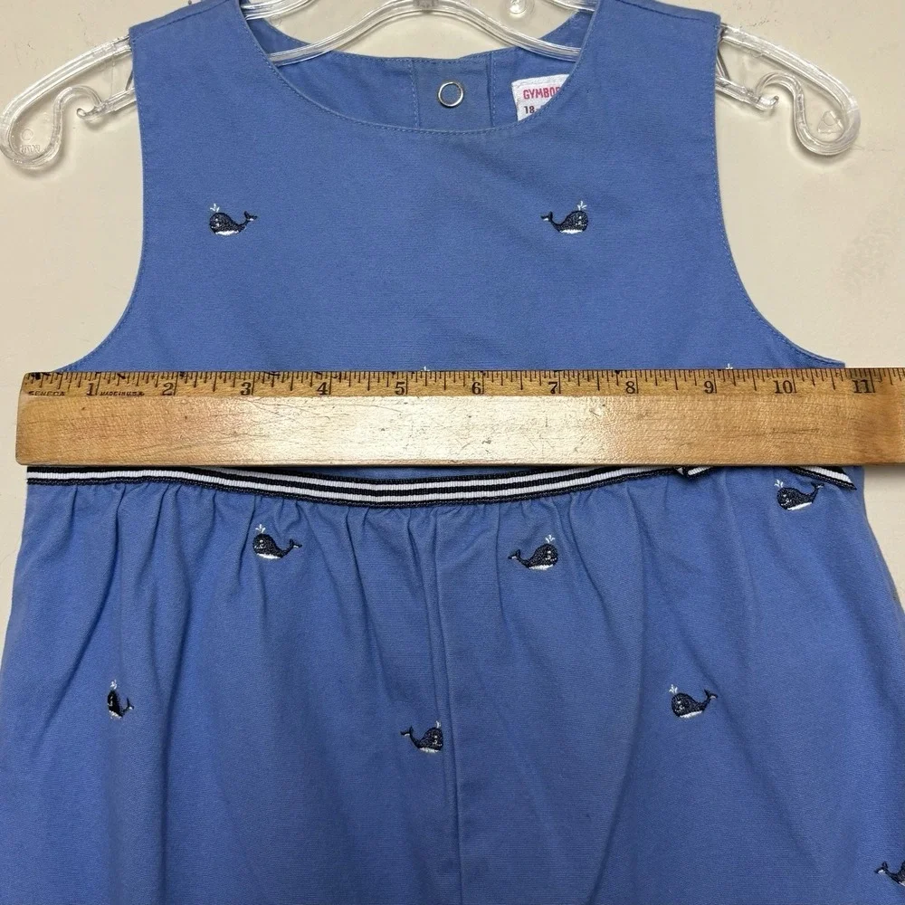 Gymboree Whale Watching Girls 18-24 M Blue Overall Romper Embroidered